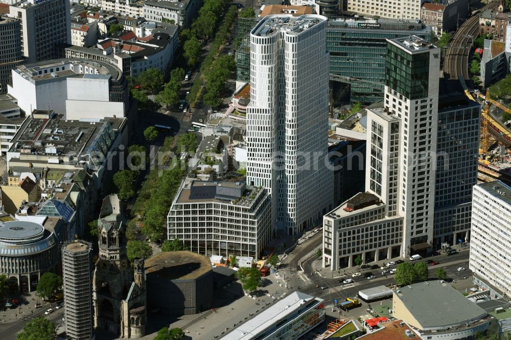 Aerial photograph Berlin - The newly constructed high-rise Zoofenster in the City West train station Charlottenburg ZOO
