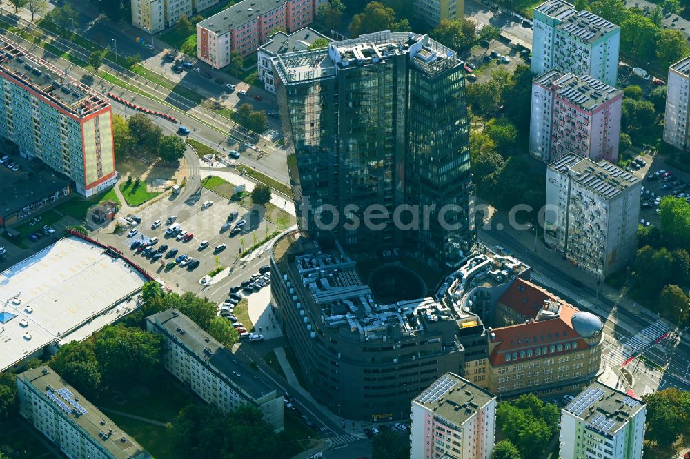Szczecin - Stettin from the bird's eye view: Office buildings and commercial high-rise complex Hanza Tower in Szczecin in West Pomeranian, Poland