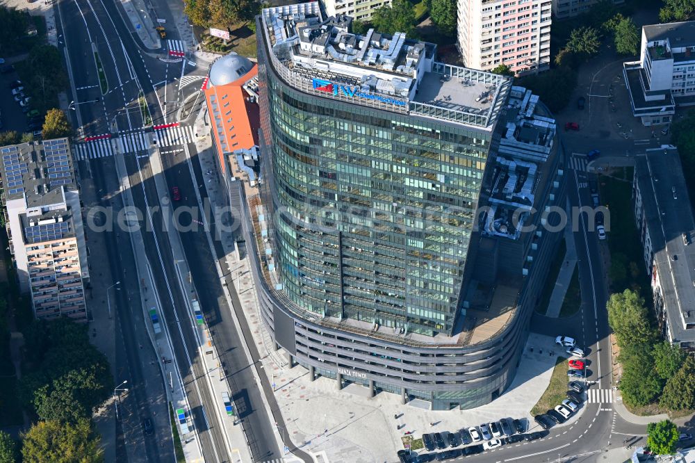Szczecin - Stettin from the bird's eye view: Office buildings and commercial high-rise complex Hanza Tower in Szczecin in West Pomeranian, Poland