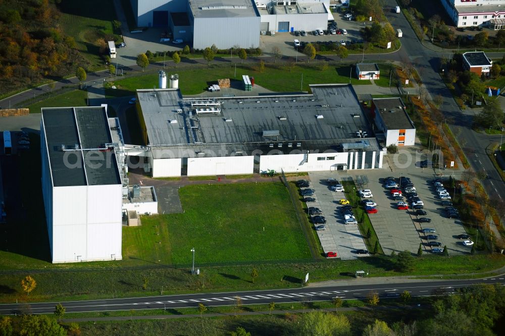 Aerial image Burg - High-bay warehouse building complex and logistics center on the premises of Hasa GmbH on Lindenallee in Burg in the state Saxony-Anhalt, Germany