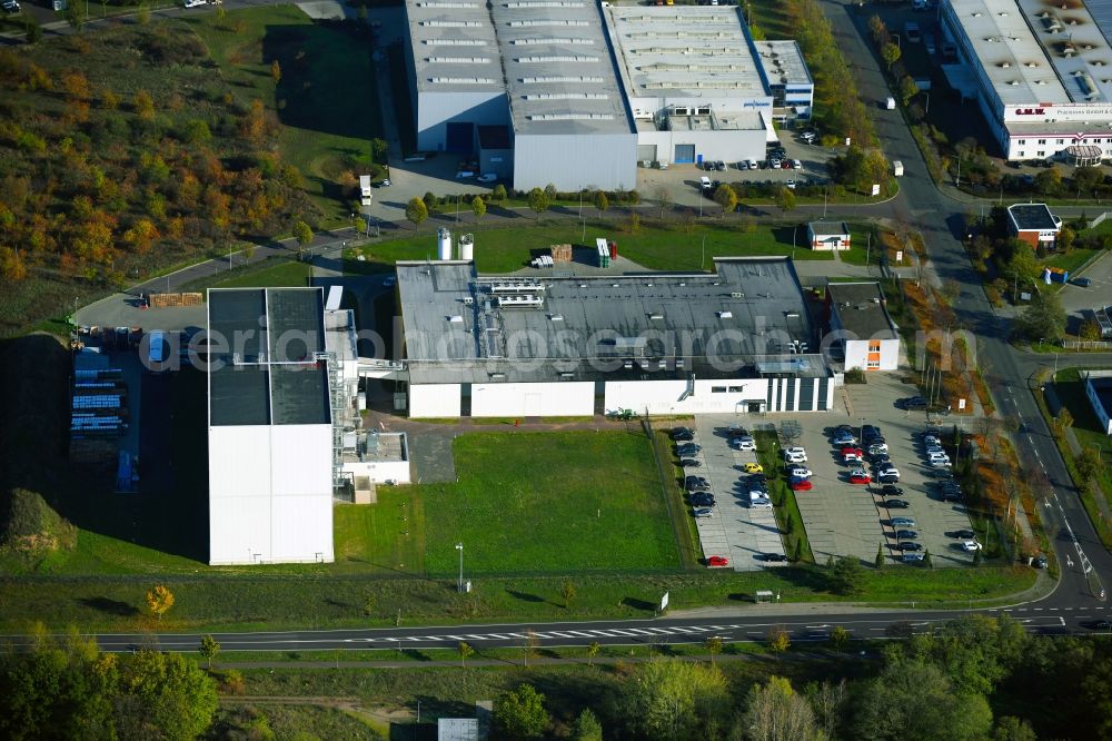 Aerial photograph Burg - High-bay warehouse building complex and logistics center on the premises of Hasa GmbH on Lindenallee in Burg in the state Saxony-Anhalt, Germany