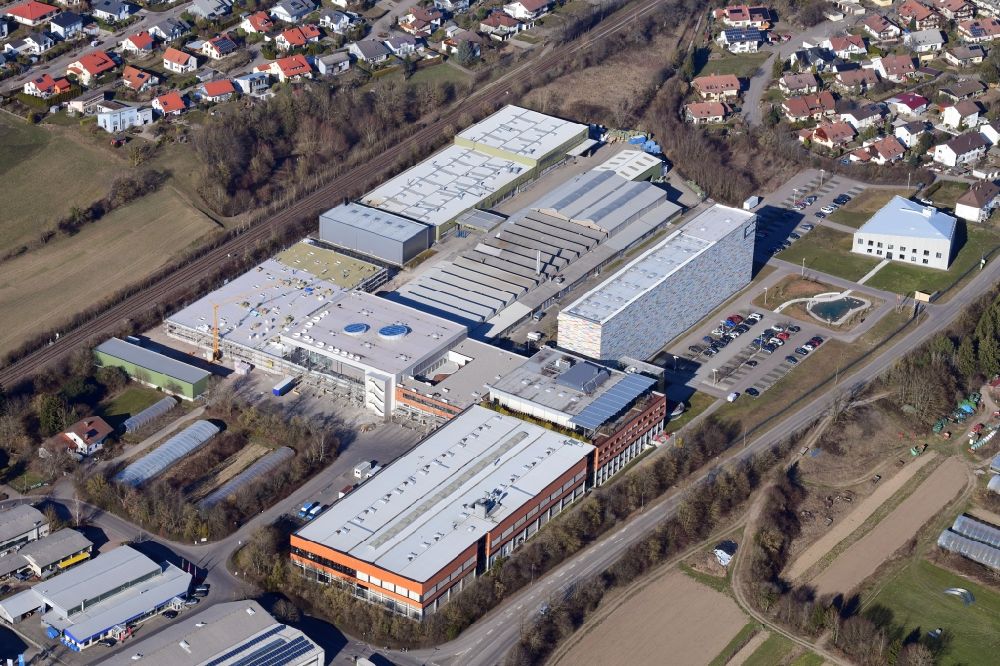 Aerial photograph Dogern - High-bay warehouse building complex and logistics center on the premises of Sedus Stoll AG in the district Metteberberg in Dogern in the state Baden-Wurttemberg, Germany