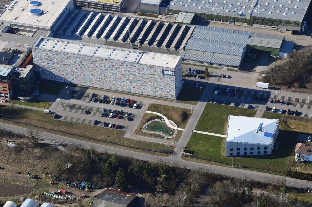 Aerial image Dogern - High-bay warehouse building complex and logistics center on the premises of Sedus Stoll AG in the district Metteberberg in Dogern in the state Baden-Wurttemberg, Germany