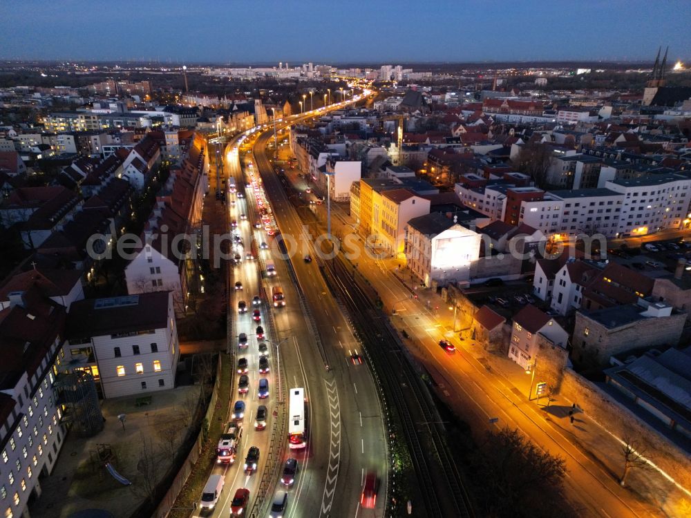 Halle (Saale) from above - View of the elevated road Magistrale in Halle ( Saale ) in the state Saxony-Anhalt