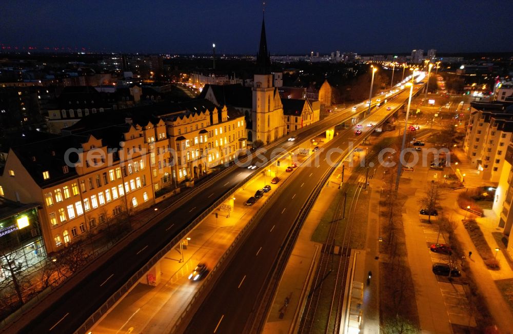 Halle (Saale) from above - View of the elevated road Magistrale in Halle ( Saale ) in the state Saxony-Anhalt