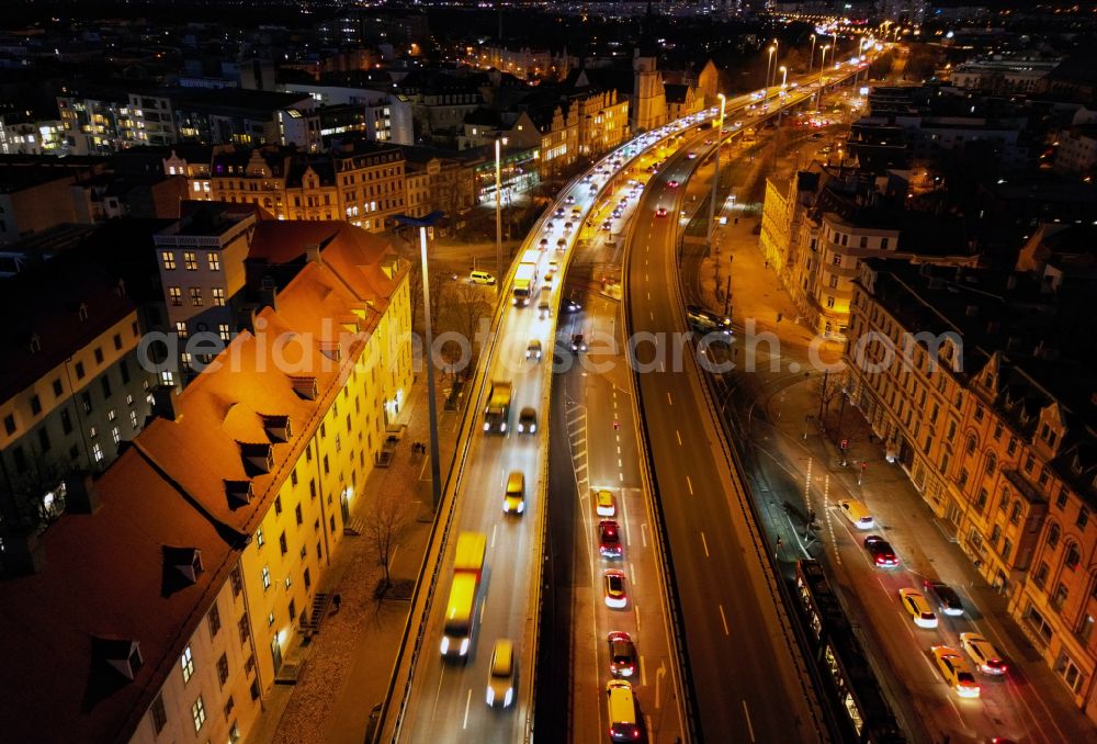Halle (Saale) from the bird's eye view: View of the elevated road Magistrale in Halle ( Saale ) in the state Saxony-Anhalt
