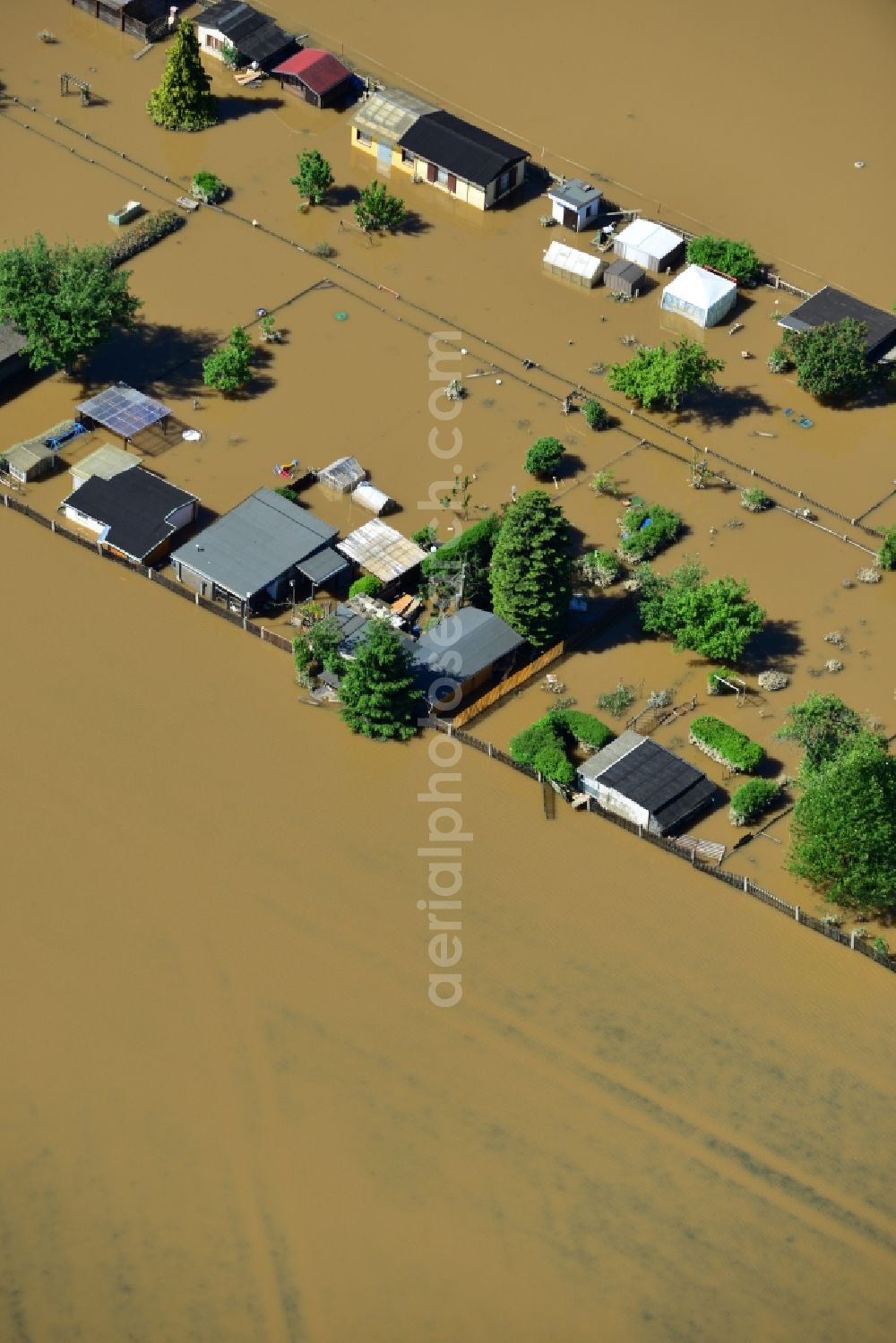 Aerial photograph Milbitz - Flood disaster flood flooding the banks of the Elster and surrounding areas in Milbitz in Thuringia