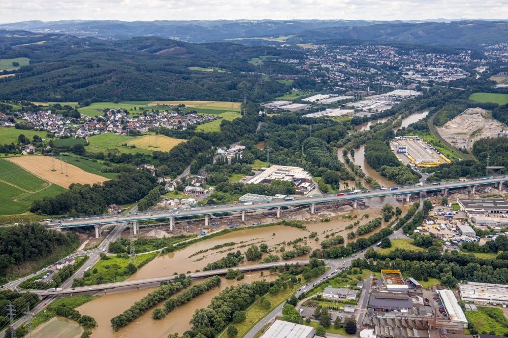 Aerial photograph Hagen - Construction site of the Lennetalbruecke in Hagen at Ruhrgebiet in the state North Rhine-Westphalia in Germany