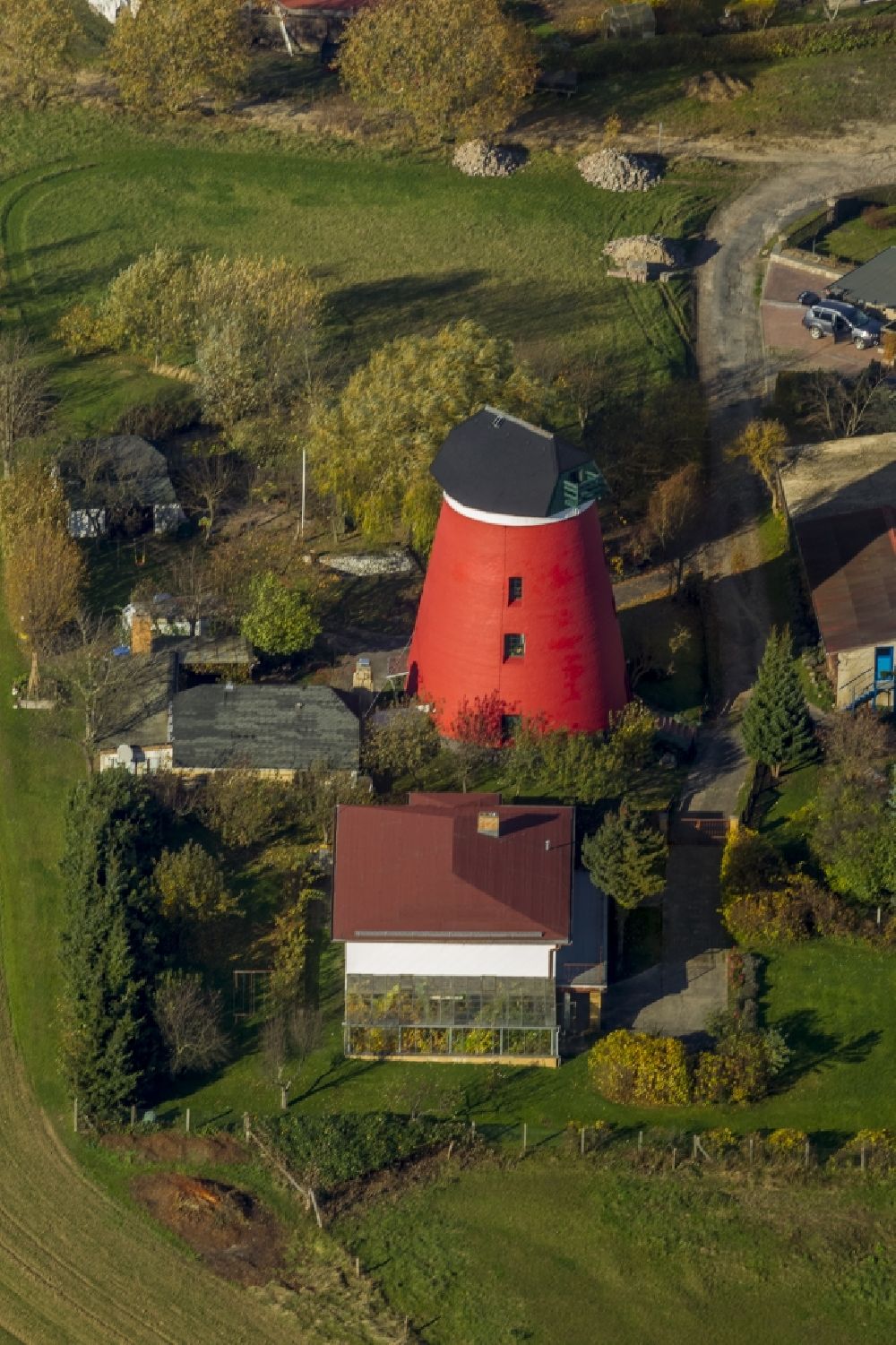 Woldegk from above - Dutch windmills - Mill Museum Woldegk in Mecklenburg - Western Pomerania