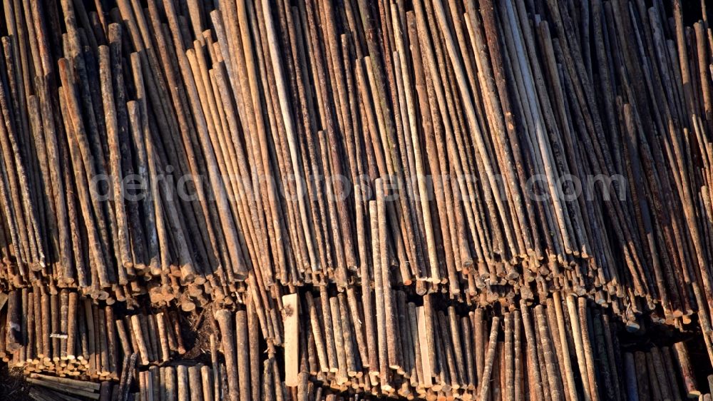Wachtberg from the bird's eye view: Wood storage in a sawmill in the state North Rhine-Westphalia, Germany