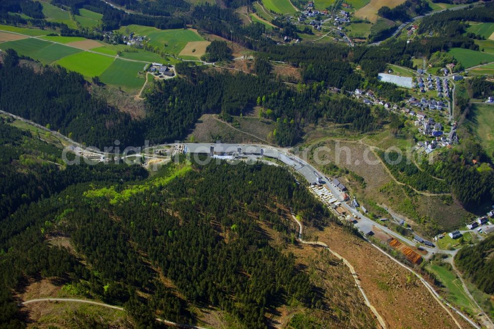 Aerial photograph Schwarzenbach am Wald - Building and production halls on the premises of Holzwerke Heinrich Stroehla GmbH & Co. KG on Rauschenhammermuehle in the district Schwarzenstein in Schwarzenbach am Wald in the state Bavaria, Germany