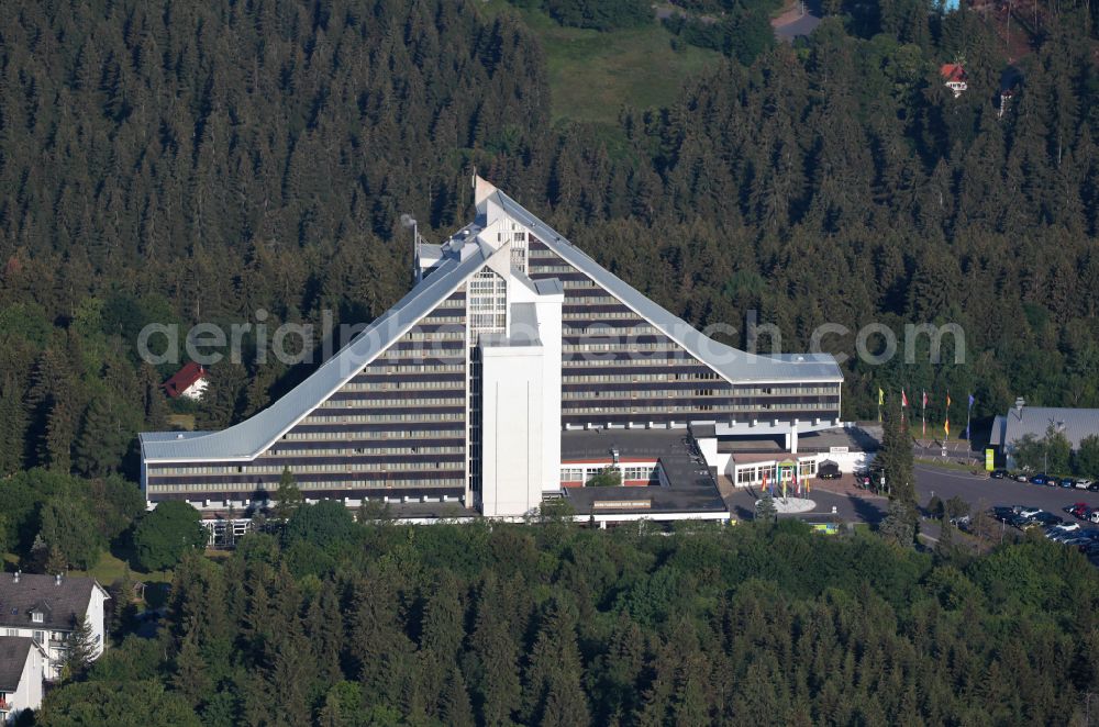 Aerial image Oberhof - High-rise building of the hotel complex Ahorn Panorama in Oberhof in the state Thuringia, Germany