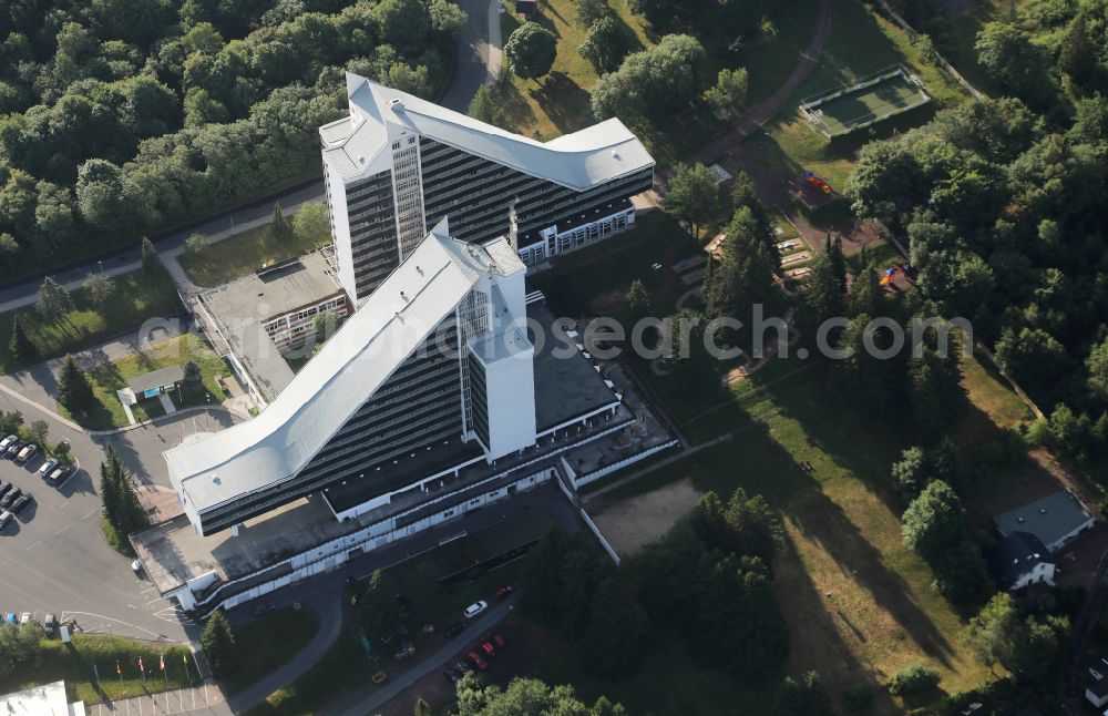 Aerial photograph Oberhof - High-rise building of the hotel complex Ahorn Panorama in Oberhof in the state Thuringia, Germany