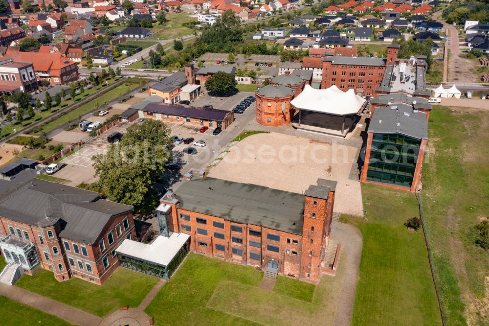 Wittenberge from above - Complex of the hotel building Elbe Resort Alte Oelmuehle in Wittenberge in the state Brandenburg, Germany