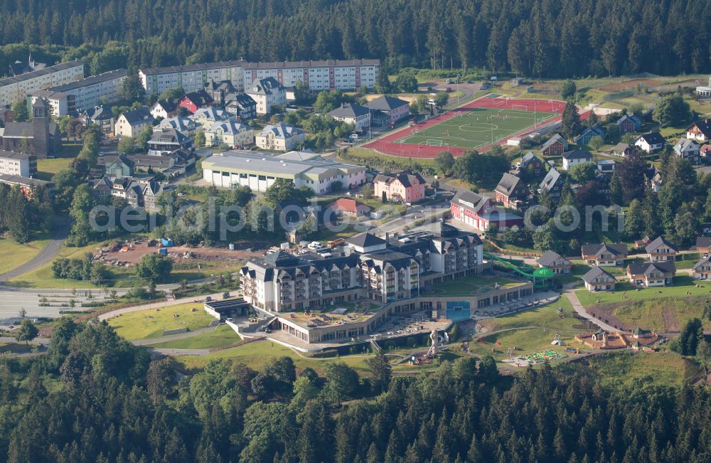 Aerial photograph Oberhof - Hotel complex of The Grand Green - Familux Resort on Tambacher Strasse in Oberhof in the state Thuringia, Germany