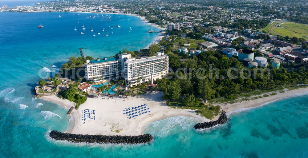 Aerial image Bridgetown - Complex of the hotel building Hilton Barbados Resort in Bridgetown in Saint Michael, Barbados