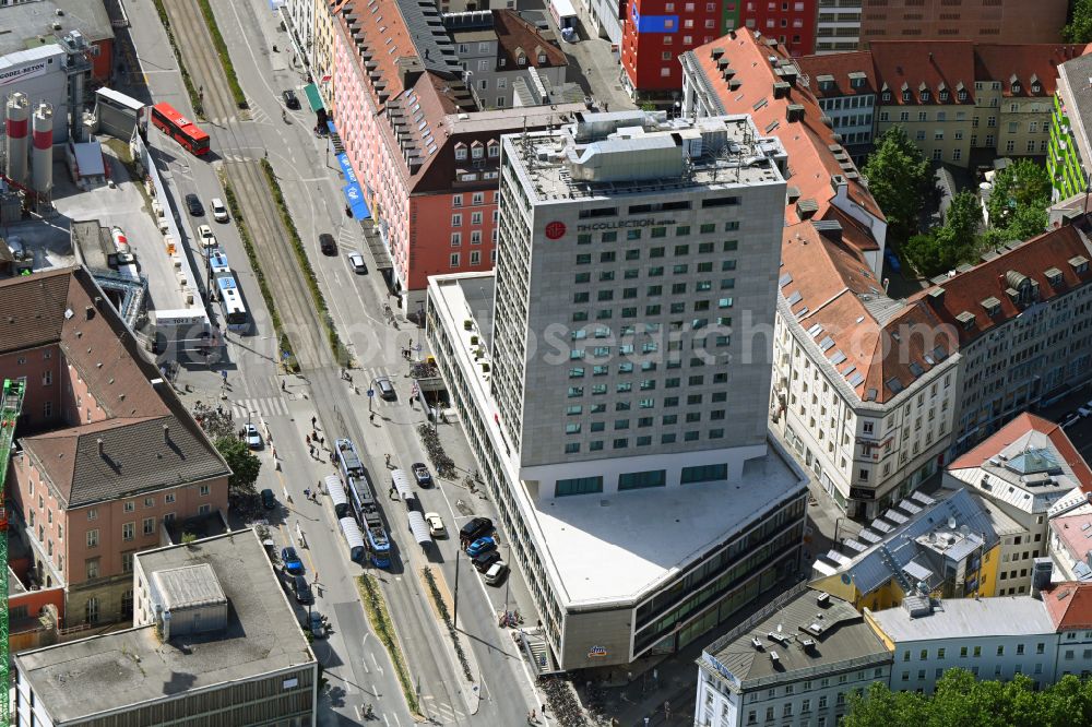 München from the bird's eye view: Hotel complex Hotel NH Collection Muenchen Bavaria on Arnulfstrasse in the district Maxvorstadt in Munich in the state Bavaria, Germany