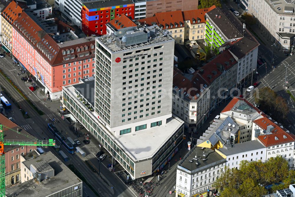 Aerial image München - Hotel complex Hotel NH Collection Muenchen Bavaria on Arnulfstrasse in the district Maxvorstadt in Munich in the state Bavaria, Germany