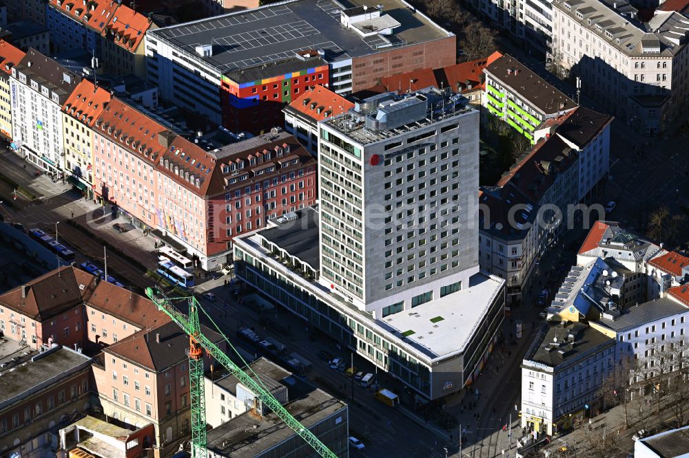München from above - Hotel complex Hotel NH Collection Muenchen Bavaria on Arnulfstrasse in the district Maxvorstadt in Munich in the state Bavaria, Germany