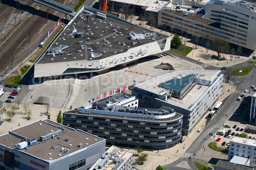 Aerial photograph Wolfsburg - Complex of the hotel building INNSIDE on street Heinrich-Nordhoff-Strasse in the district Stadtmitte in Wolfsburg in the state Lower Saxony, Germany