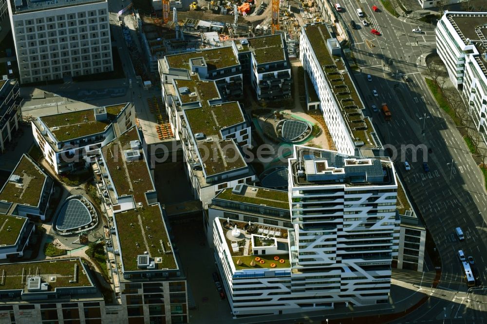 Aerial photograph Stuttgart - High-rise building of the hotel complex on Wolframstrasse in Milaneo in the district Europaviertel in Stuttgart in the state Baden-Wuerttemberg, Germany