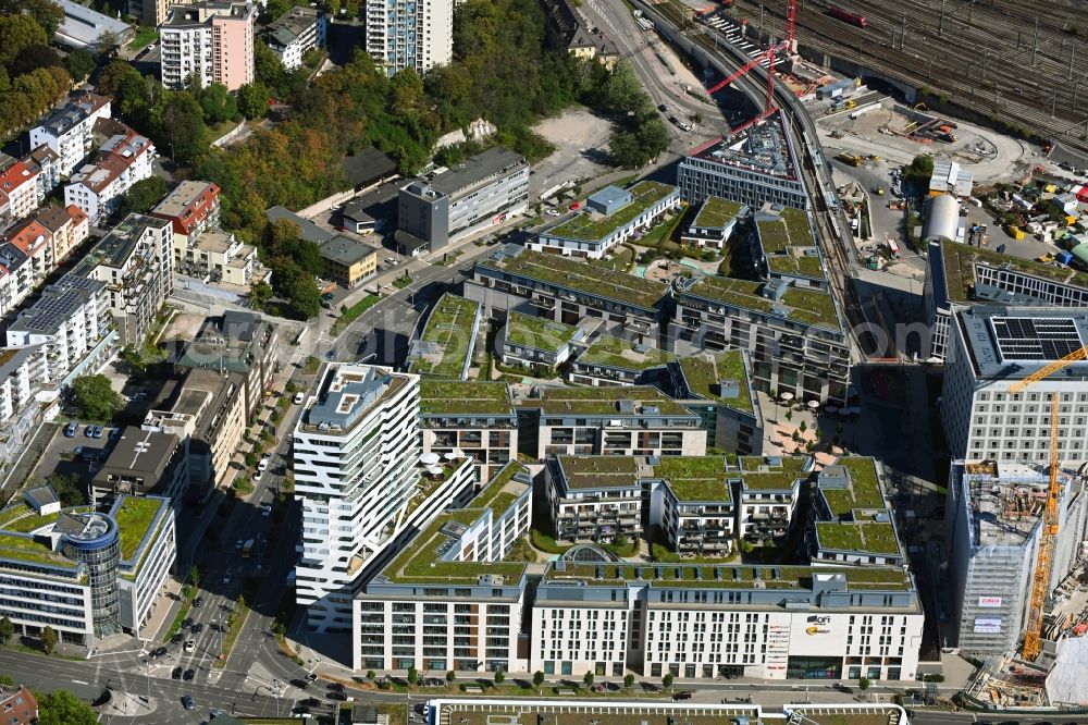 Aerial photograph Stuttgart - High-rise building of the hotel complex on Wolframstrasse in Milaneo in the district Europaviertel in Stuttgart in the state Baden-Wuerttemberg, Germany