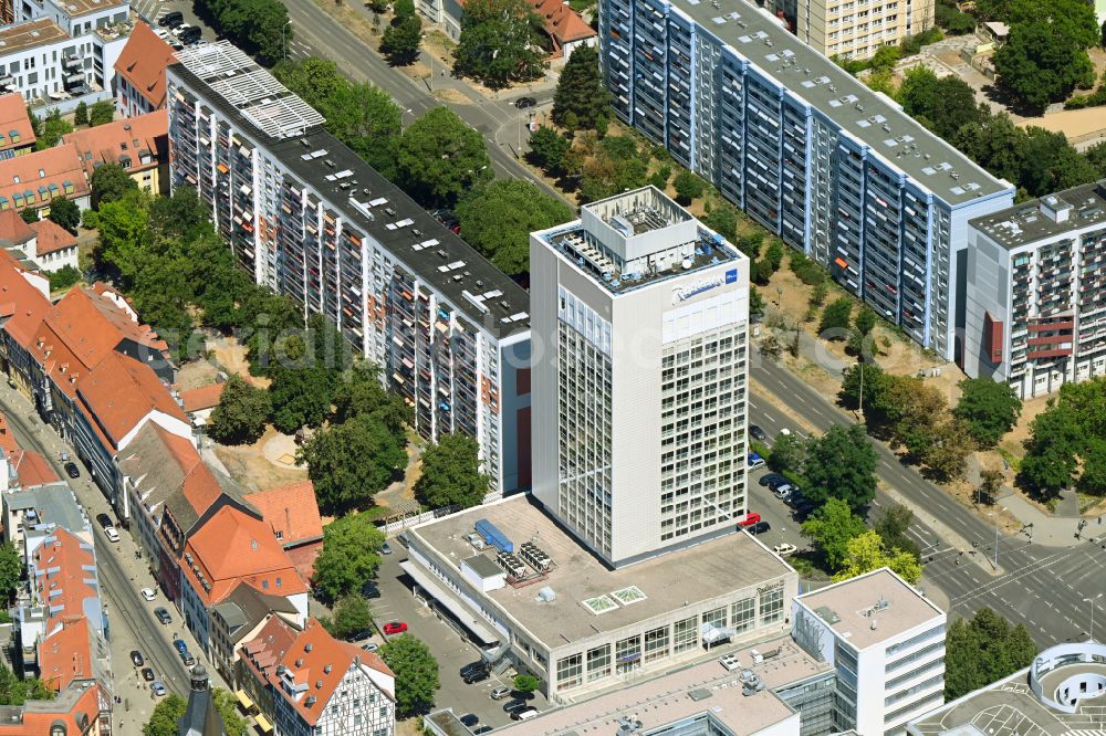 Aerial image Erfurt - High-rise building of the hotel complex of Radisson Blu Hotel on Juri-Gagarin-Ring in the district Altstadt in Erfurt in the state Thuringia, Germany