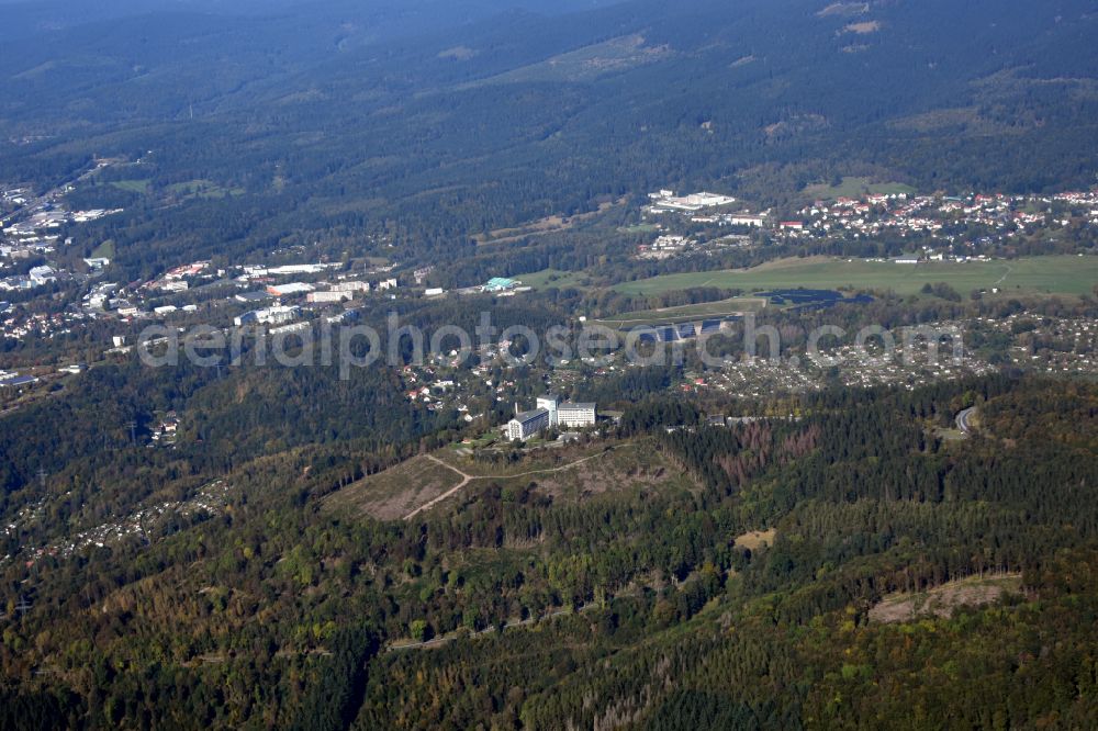 Suhl from above - Complex of the hotel building Ringberghotel on street Ringberg in Suhl in the state Thuringia, Germany