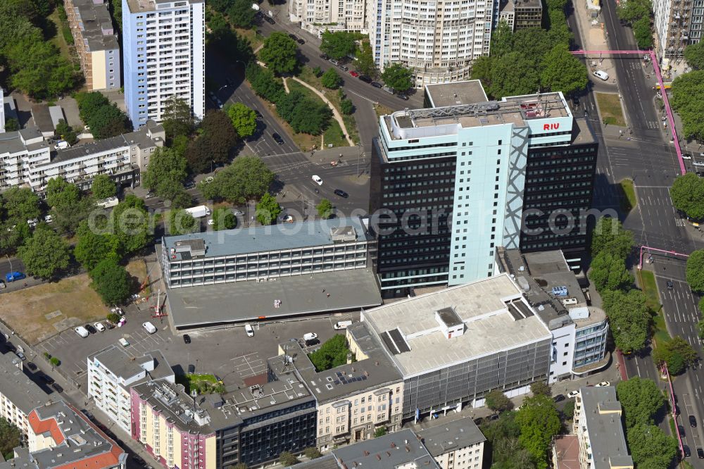 Berlin from above - High-rise building of the hotel complex Rui Plaza Berlin on street Martin-Luther-Strasse in the district Schoeneberg in Berlin, Germany