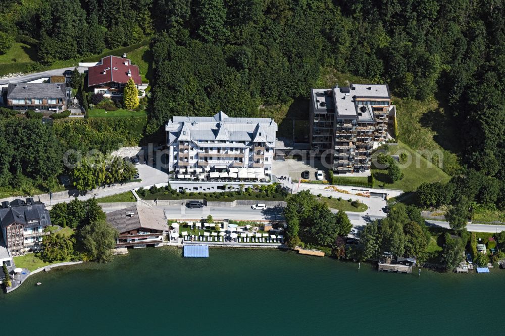 Aerial image Zell am See - Complex of the hotel building Seehotel Bellevue and Residence Bellevue in Zell am See in the Alps in Salzburg, Austria