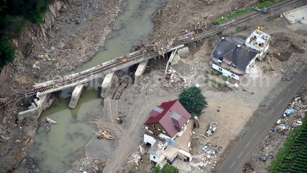 Aerial image Bad Neuenahr-Ahrweiler - Group of houses southeast of Marienthal (Ahr) after the flood disaster in the Ahr valley this year in the state Rhineland-Palatinate, Germany