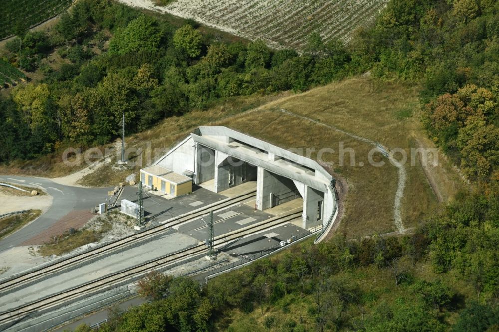 Aerial photograph Karsdorf - ICE- Track connections a railroad track in a railway tunnel - viaduct Osterberg- Tunnel in Karsdorf in Saxony-Anhalt