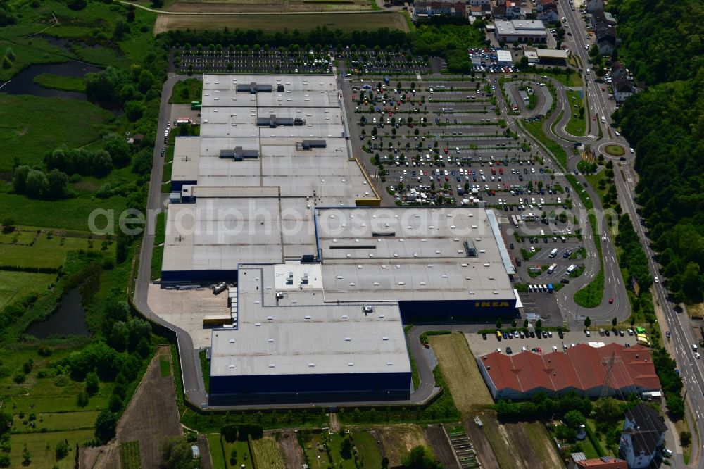 Saarlouis from the bird's eye view: View of the IKEA furniture store / furniture store in Saarlouis in Saarland