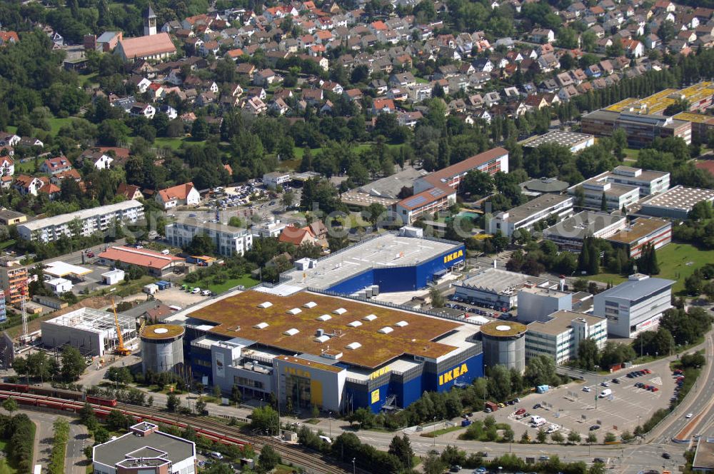 Aerial image Sindelfingen - Blick auf das IKEA Einrichtungshaus in Sindelfingen. IKEA Deutschland GmbH & Co. KG, Niederlassung Sindelfingen Hanns-Martin-Schleyer Str. 2, 71063 Sindelfingen