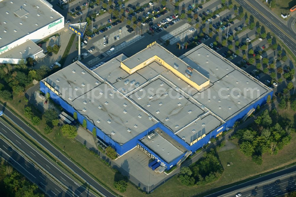 Aerial photograph Waltersdorf - Building of the store - furniture market IKEA Einrichtungshaus Berlin-Waltersdorf am Rondell in Waltersdorf in the state Brandenburg