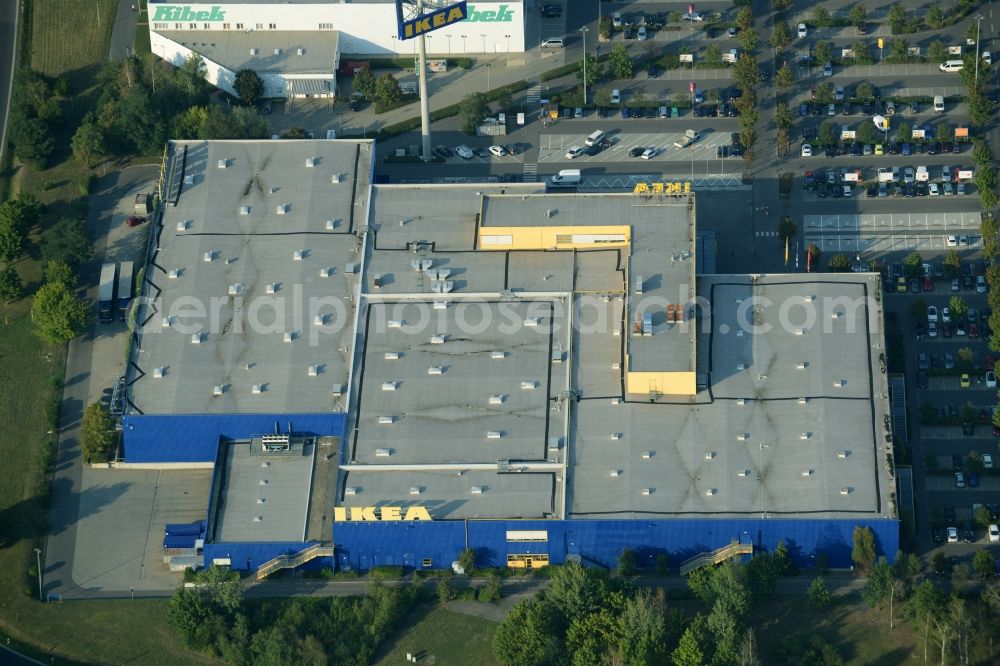 Aerial image Waltersdorf - Building of the store - furniture market IKEA Einrichtungshaus Berlin-Waltersdorf am Rondell in Waltersdorf in the state Brandenburg