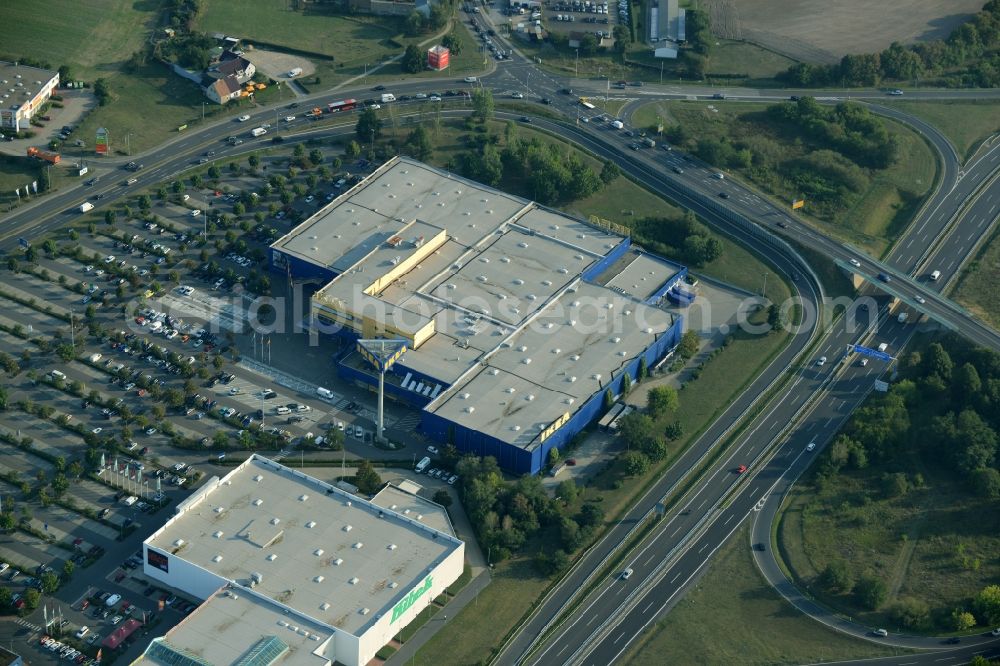 Aerial image Waltersdorf - Building of the store - furniture market IKEA Einrichtungshaus Berlin-Waltersdorf am Rondell in Waltersdorf in the state Brandenburg