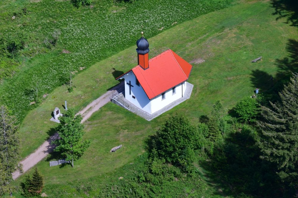 Aerial photograph Herrischried - Building of the chapel Oedlandkapelle near Hornberg in Herrischried in the Black Forest in the state Baden-Wurttemberg, Germany