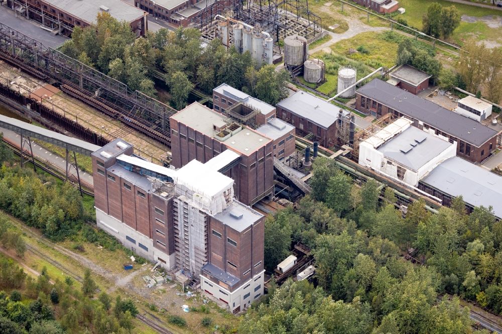 Dortmund from above - Industrial monument of the disused technical facilities on the former site of the Kokerei Hansa in Dortmund at Ruhrgebiet in the state North Rhine-Westphalia, Germany