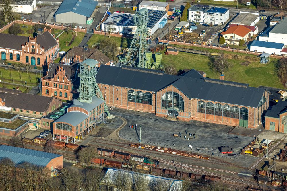 Aerial image Dortmund - Industrial monument of the technical plants and production halls of the premises LWL-Industriemuseum Zeche Zollern on Grubenweg in the district Luetgendortmund in Dortmund in the state North Rhine-Westphalia, Germany