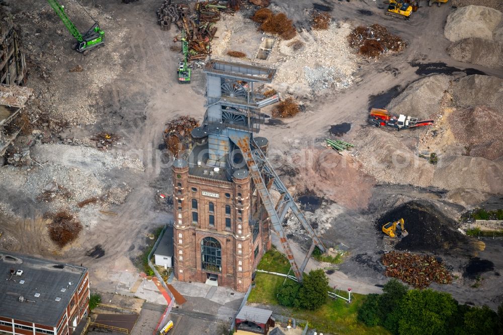 Bottrop from the bird's eye view: Industrial monument Malakoffturm of the disused technical systems and production halls of the site Prosper II colliery in the district Welheimer Mark in Bottrop in the Ruhr area in the state North Rhine-Westphalia, Germany