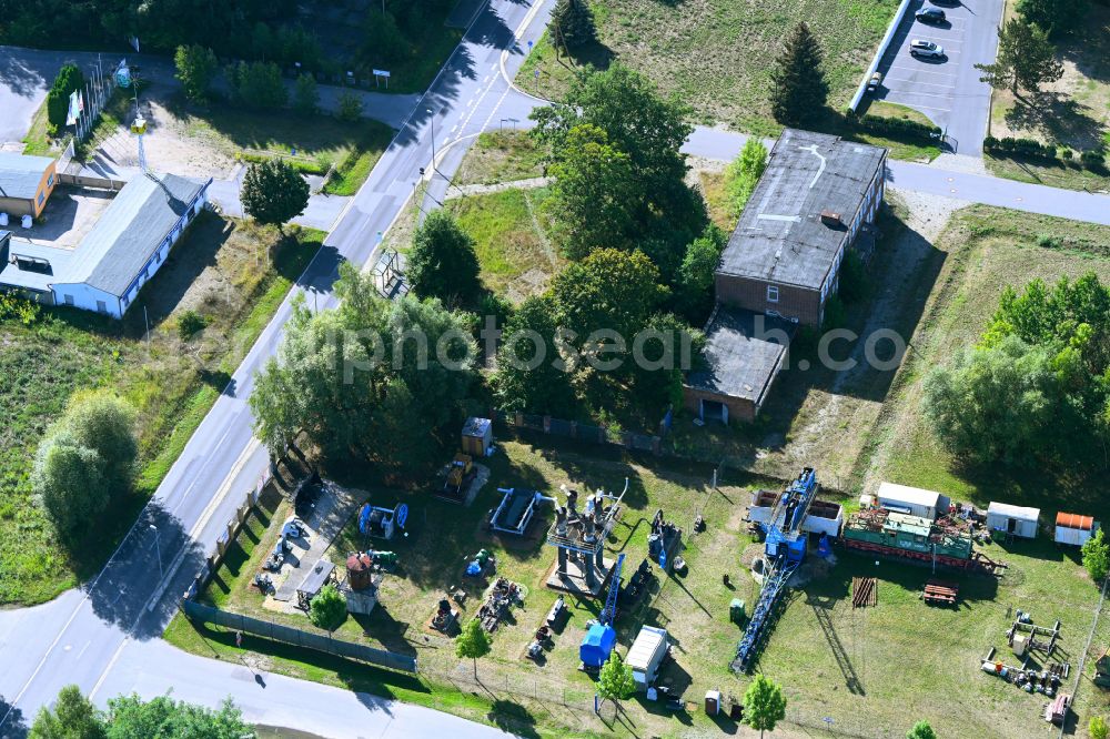 Aerial image Lauchhammer - Industrial monument of the technical plants and production halls of the premises bio towers in Lauchhammer in the state Brandenburg, Germany