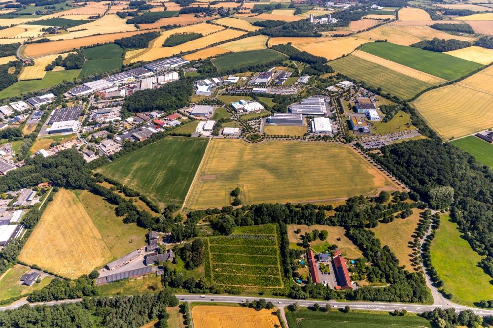 Aerial image Ahlen - Industrial and commercial area along the Gersteinstrasse - Kruppstrasse in Ahlen in the state North Rhine-Westphalia, Germany