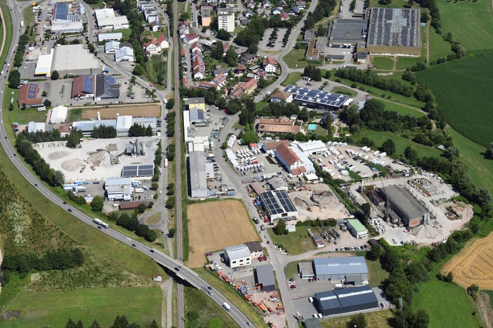 Maulburg from above - Industrial and commercial area in Maulburg in the state Baden-Wurttemberg, Germany