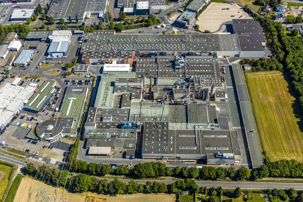 Aerial image Arnsberg - Industrial and commercial area along the Arnsberger Strasse in Arnsberg in the state North Rhine-Westphalia, Germany