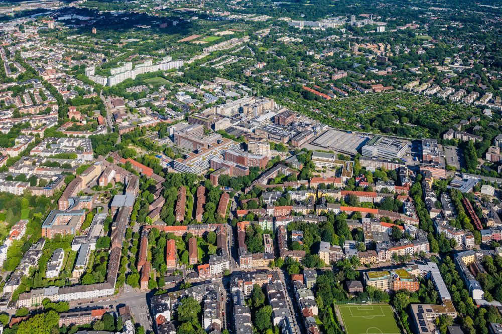 Aerial image Hamburg - Industrial and commercial Beiersdorf AG area between Stresemannallee and Troplowitzstrasse in the district Lokstedt in Hamburg, Germany