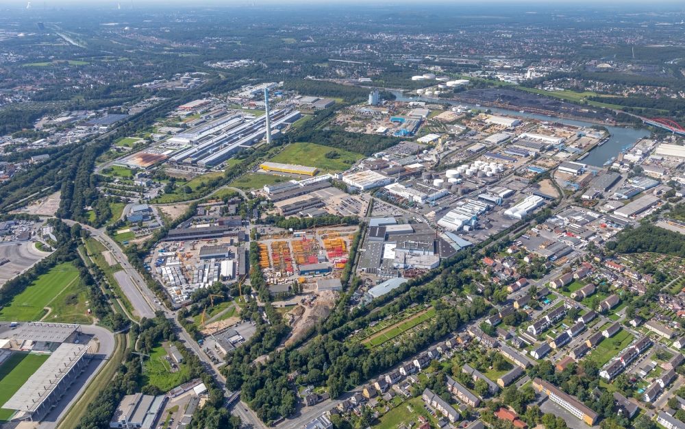 Aerial photograph Bergeborbeck - Industrial and commercial area entlang dem Sulterkamp and of Hafenstrasse in Bergeborbeck in the state North Rhine-Westphalia, Germany