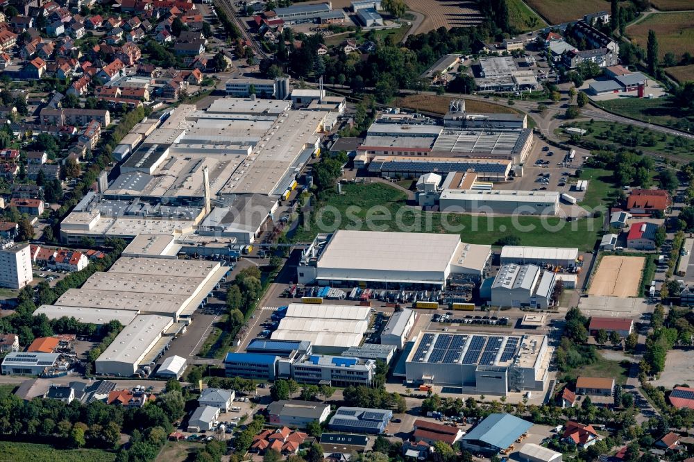 Bötzingen from above - Industrial and commercial area smp-automotive in Boetzingen in the state Baden-Wurttemberg, Germany
