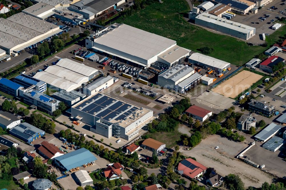 Bötzingen from the bird's eye view: Industrial and commercial area smp-automotive in Boetzingen in the state Baden-Wurttemberg, Germany