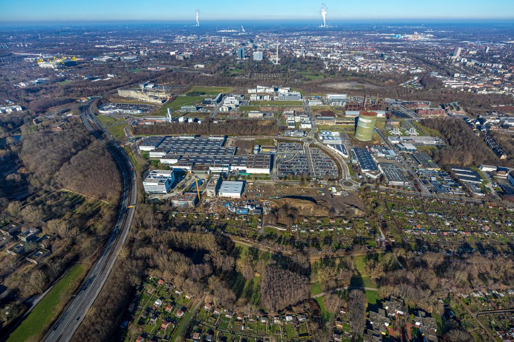 Aerial image Dortmund - Industrial and commercial area on street Nortkirchenstrasse in the district Phoenix West in Dortmund at Ruhrgebiet in the state North Rhine-Westphalia, Germany